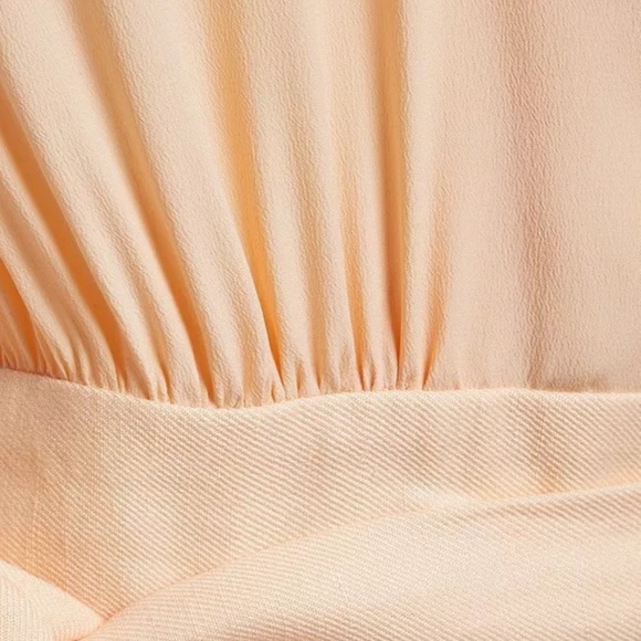 NEW MAJE Piruize Ruffled Cold Shoulder Crepe Linen Blend Jumpsuit in Peachy Nude - Picture 7 of 9